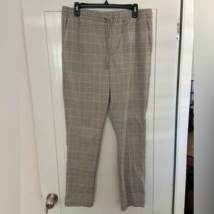H&M -Size M- Plaid/Tartan Elastic Waist Dress/Casual Pants - Grey/Silver - Slim